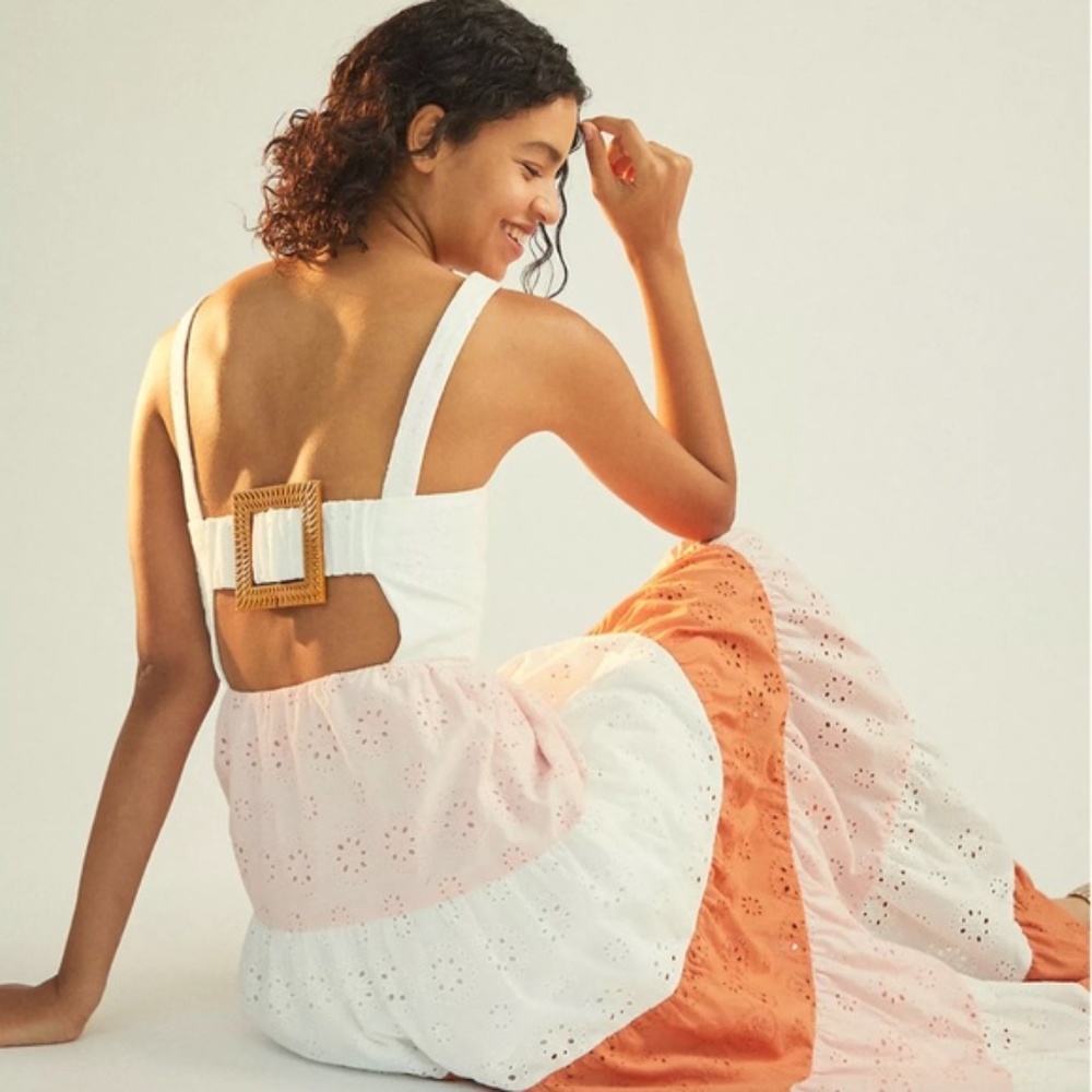 Anthropologie Alston Eyelet Lace Sundress Maxi